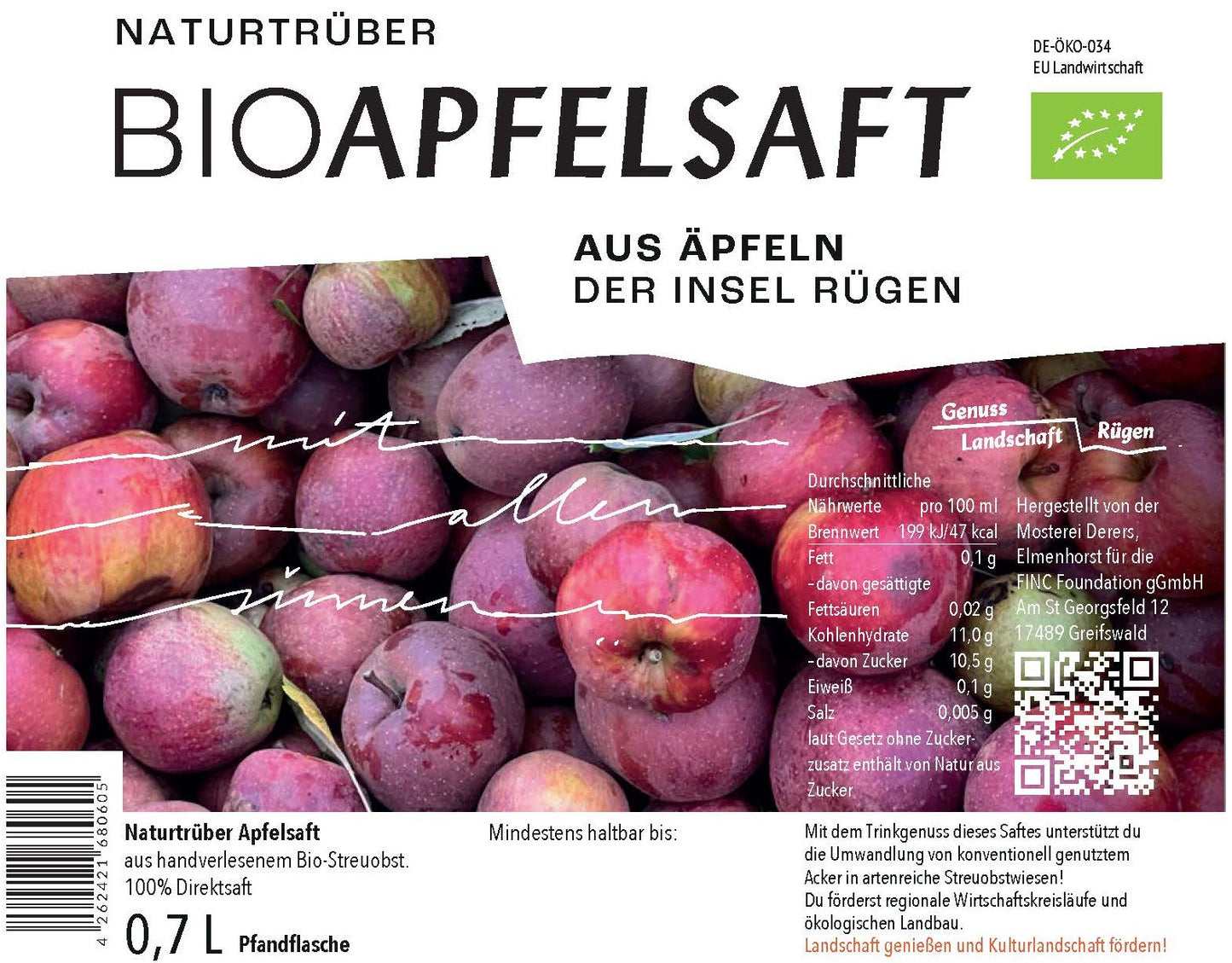 Bio-Apfelsaft Insel Rügen 6x0,7l